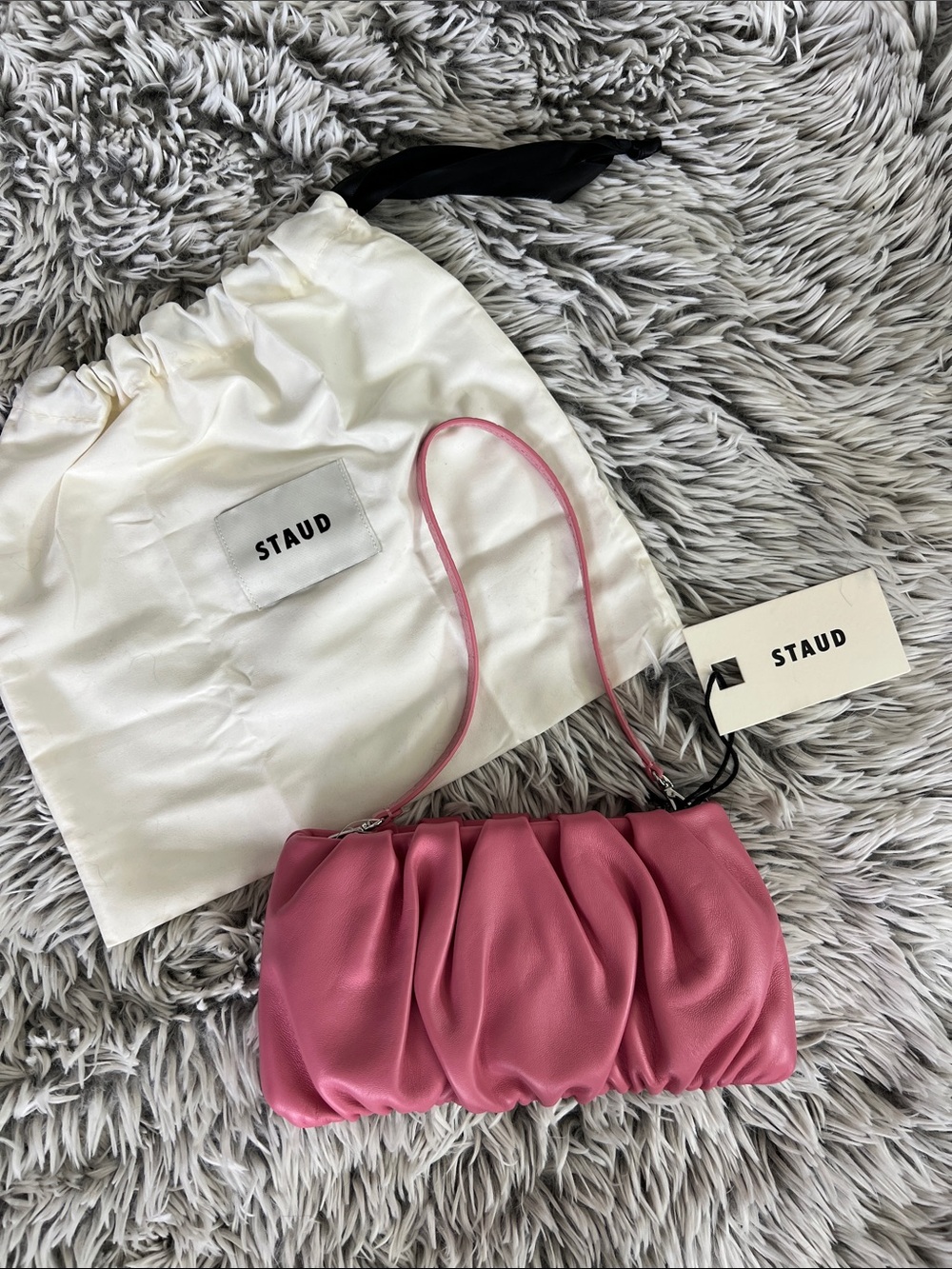 STAUD Pink Cloud Like Hand Bag
